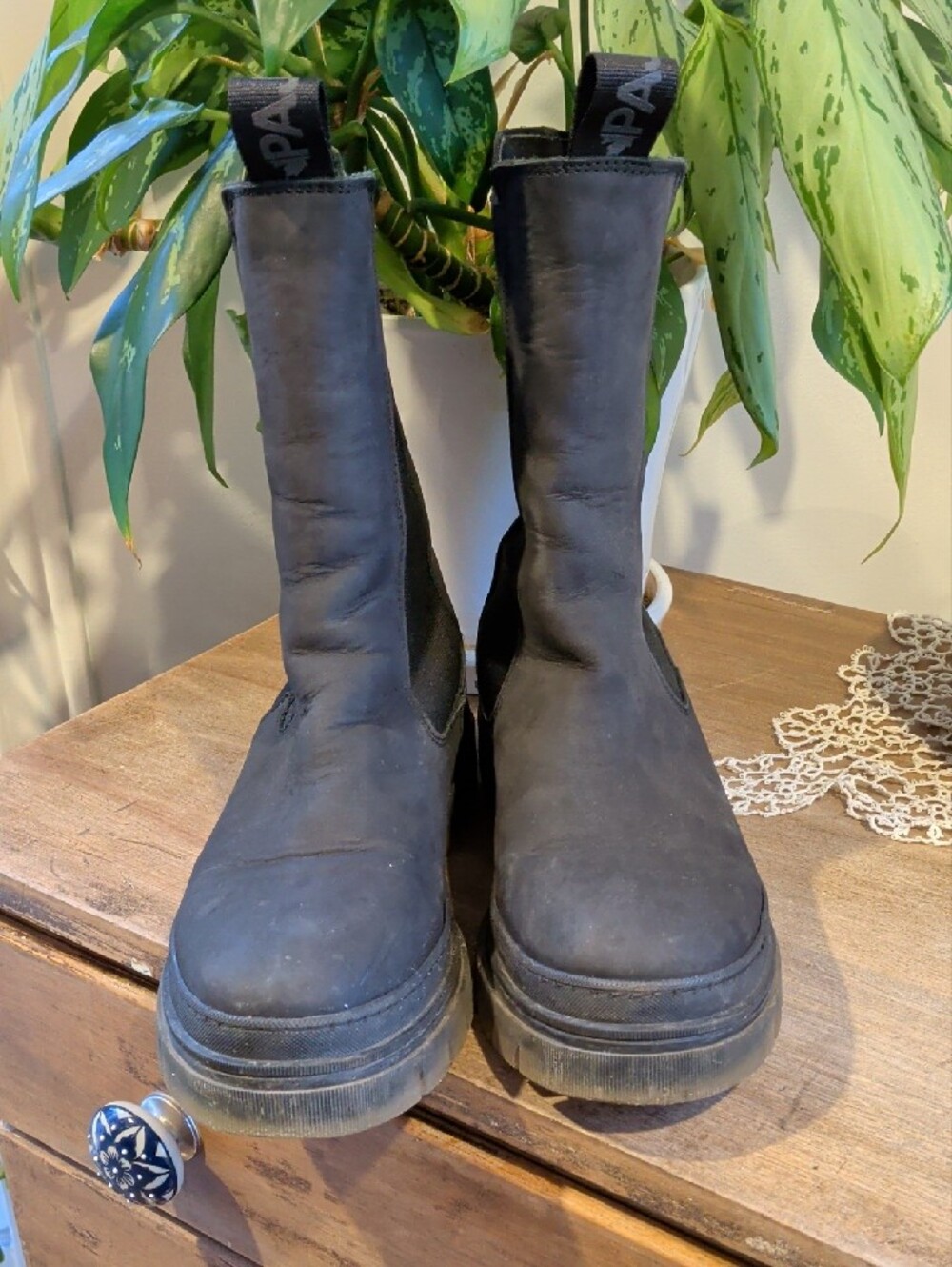 Waterproof Pajar Women's Black Leather Mid-Calf Chelsea Boots - Picture 2 of 5